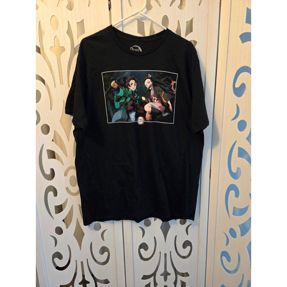 Demon Slayer T Shirt XL Black Anime Graphic Tanjiro Nezuko Cotton Tee